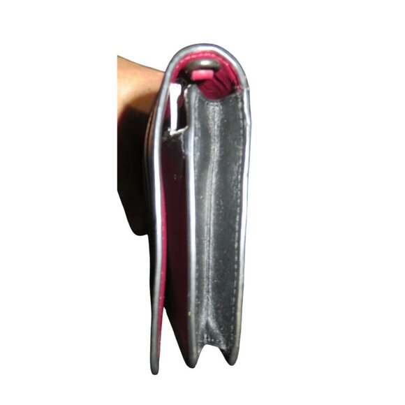 COACH Anna Purple & Black Color block Leather Fold Over Crossbody Handbag Clutch - Picture 6 of 14